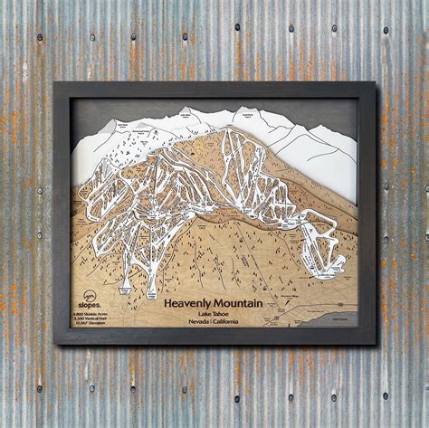 Heavenly Mountain Ski Trail Map | 3D Wooden Ski Trail Map Art – Slopes Mountain Art