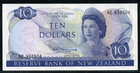 New Zealand currency 10 Dollars banknote 1967 Queen Elizabeth II|World ...