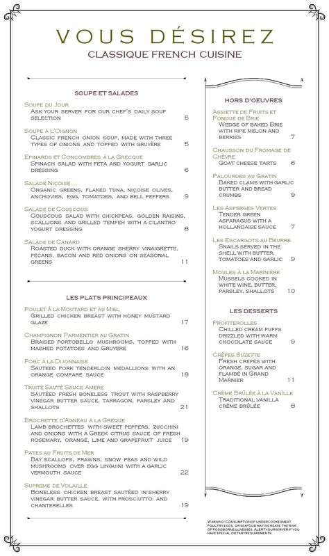 French Brasserie Menu - MustHaveMenus | Menu design, Menu maker, French cafe menu