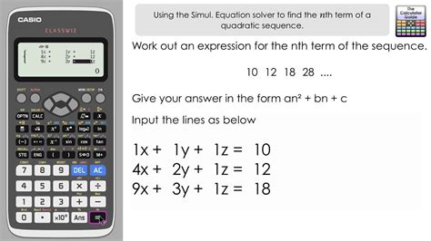 Find nth term of a Quadratic Sequence using a Classwiz Calculator - Equ... | Calculator ...