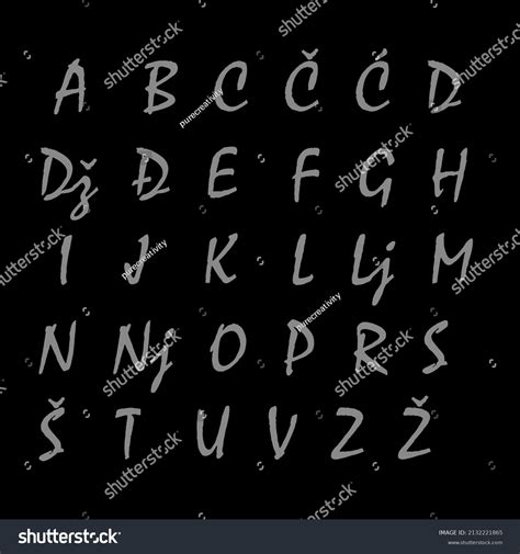 Croatian Alphabet Letters Isolated On Black Stock Vector (Royalty Free) 2132221865 | Shutterstock