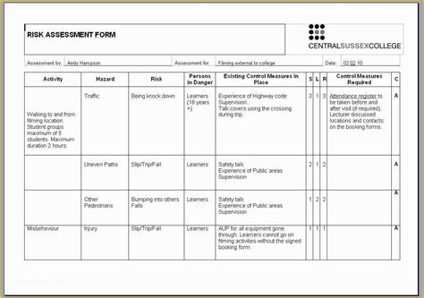 Free Risk assessment Template Of Template Free Printable Risk assessment Template Risk ...