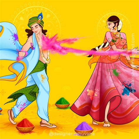 Radha Krishna Playing Holi Painting