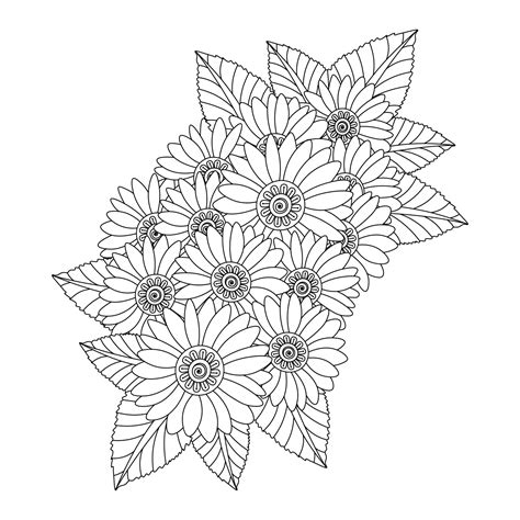 beautiful flowers coloring page with pencil sketch drawing detailed in vector graphic of line ...