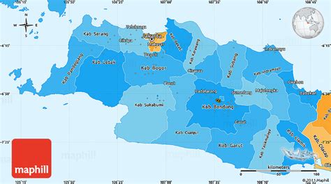 Political Shades Simple Map of West Java