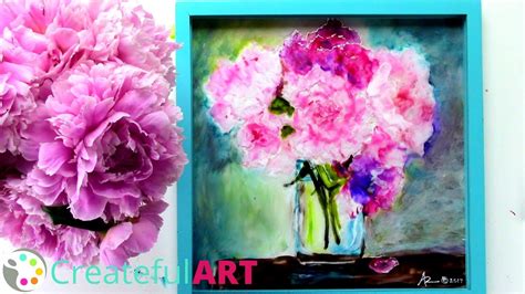 How To Paint Peonies | Pebeo Paints Glass Painting Tutorial - YouTube