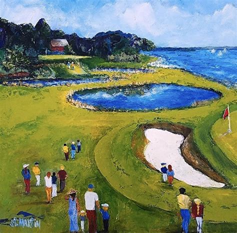 Daily Painters Abstract Gallery: Landscape Fine Art Painting, Golf Course "Golfing Along the Bay ...