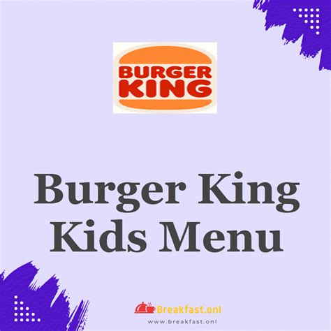 Burger King Kids Menu 2024 - Prices, Calories - Breakfast