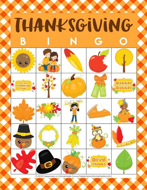 Free Printable Thanksgiving Bingo Cards - Happiness is Homemade