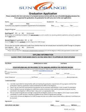 Fillable Online sunyorange Graduation Application - SUNY Orange - sunyorange Fax Email Print ...