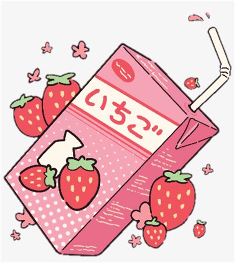 Aesthetic Kawaii Milk Strawberry Pink - Aesthetic Kawaii Strawberry Transparent PNG - 1024x1024 ...