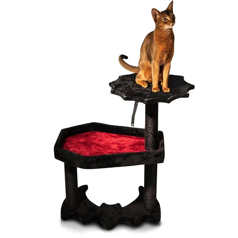 Gothic Cat Tree with Coffin Cat Bed & Spooky Cat Toys - Spooky cat Tree for Halloween cat (Large ...