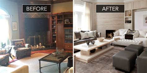 Beautiful living rooms:before and after of a sophisticated family room