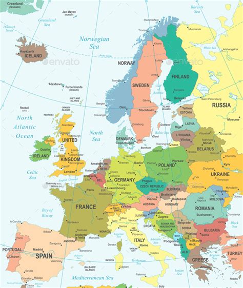 Europe Map - Colored and Grid Illustration. by dikobrazik | GraphicRiver