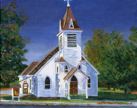 Fall Church Reproduction from Original Acrylic Painting 8 X 10