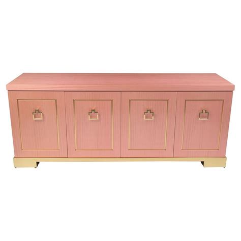 Mid-Century Modern Retro Style Teak Credenza Desk Table Pink Green by RAG Home For Sale at 1stDibs