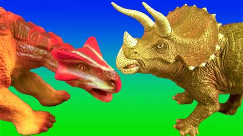 DINOSAUR Fight TRICERATOPS vs ANKYLOSAURUS Battle Jurassic Dino Kids Toys SuperFunReviews - YouTube