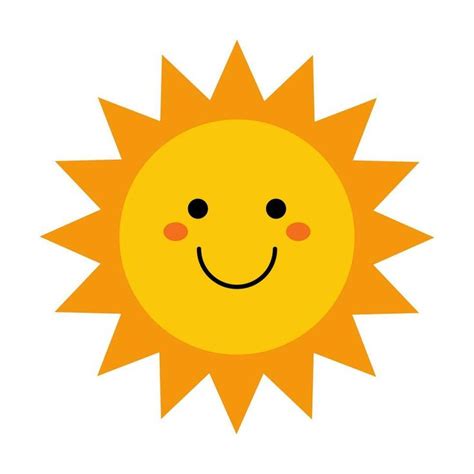 Vector cute sun with face. Funny smiling sun in flat design. Childish ...