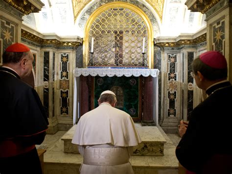 Pope Francis visits St. Peter's tomb under Vatican - CBS News