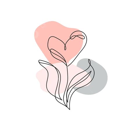 Flower Heart Shaped In One Continuous Line Drawing Vector, Silhouette, Object, Heart PNG and ...