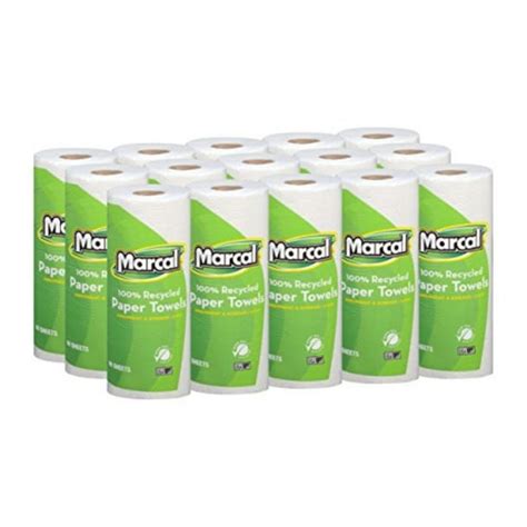 Marcal Paper Towels 100% Recycled 2-Ply, 60 Sheets Per Roll - Case of 15 Individually Wrapped ...