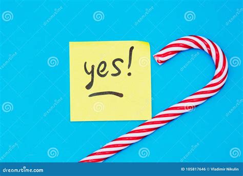 Sticker Yes and Christmas Candy Cane Stock Photo - Image of cane ...