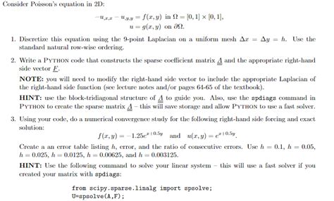 Solved Consider Poisson's equation in 2D: | Chegg.com