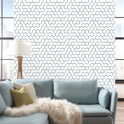 Open Geometric Peel & Stick Wallpaper in Blue by RoomMates for York Wa ...