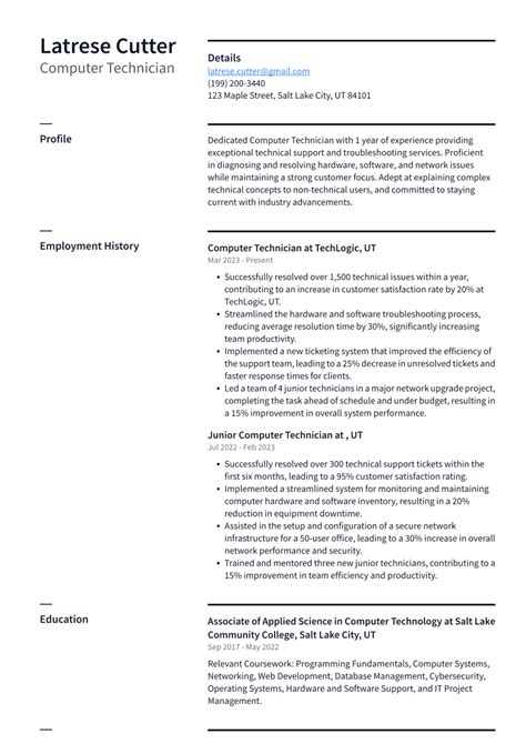 Top 18 Computer Technician Resume Objective Examples