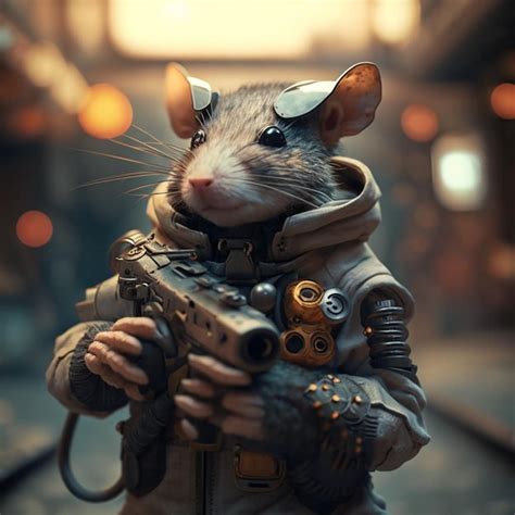 Premium Photo | A rat with a gun in his hand