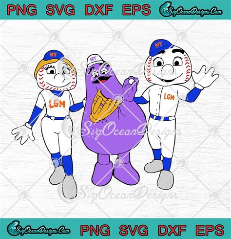 New York Mets Mascot And Friends SVG - Grimace Monster SVG PNG, Cricut File