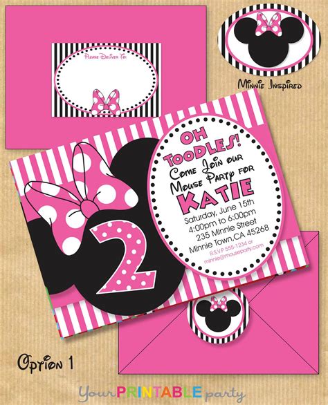 Minnie Mouse Inspired Birthday Party Invitation 5x7" with Address Labels, Now with Matching ...