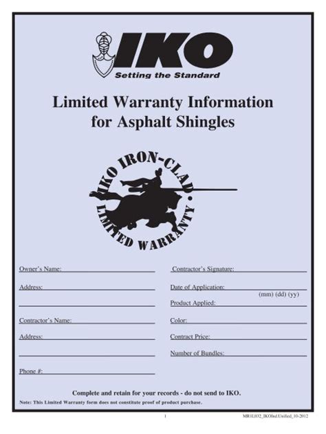 Limited Warranty Information for Asphalt Shingles - Iko