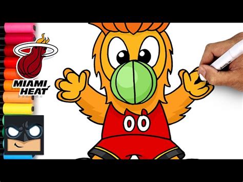 How To Draw Miami Heat Mascot Burnie - Videos For Kids