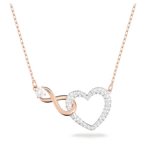 Swarovski Infinity Heart Necklace, White, Mixed metal finish | Swarovski.com