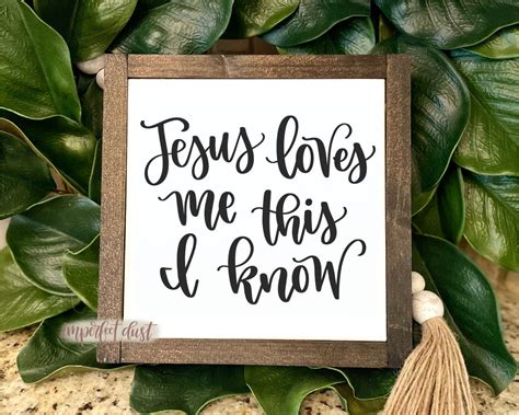 Jesus Loves Me Sign 8x8 Wood Sign, Christian Gifts, Baby Shower Gift, Nursery Sign, Hand ...