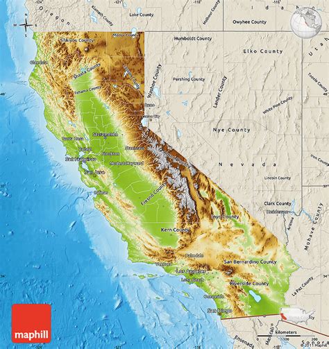 Physical Map Of California – Zip Code Map