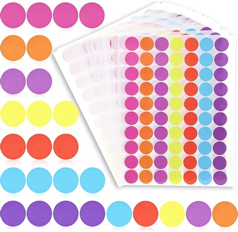 Amazon.com : Color Dots Stickers, Dot Labels (7 Colors, 1 in, 1400 ...