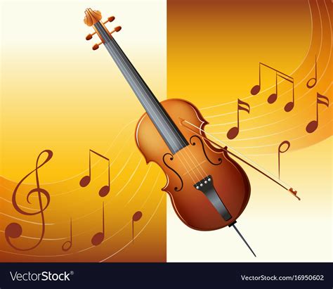 Violin with music notes in background Royalty Free Vector