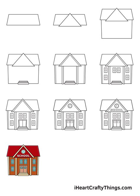 School Drawing - How To Draw A School Step By Step