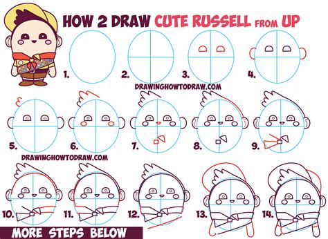 How to Draw Russell the Boy from Disney Pixar’s Up – Cute / Chibi ...