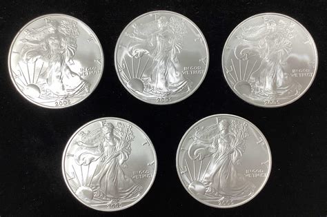 Lot - (5) 1oz Silver American Eagle Coins