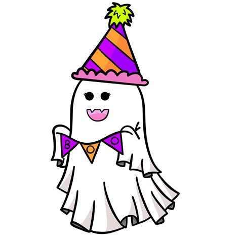 Cute cartoon ghost with Halloween bunting for Halloween party 47930262 ...