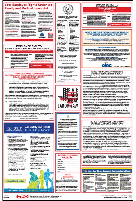 Compliance Assistance 2020 Washington State and Federal All-in-one Labor Law Poster English ...