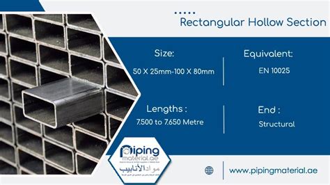 Rectangular hollow section, galvanised steel RHS box section sizes