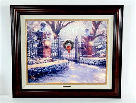 Thomas Kinkade "christmas Gate" Ltd Ed Print On Canvas