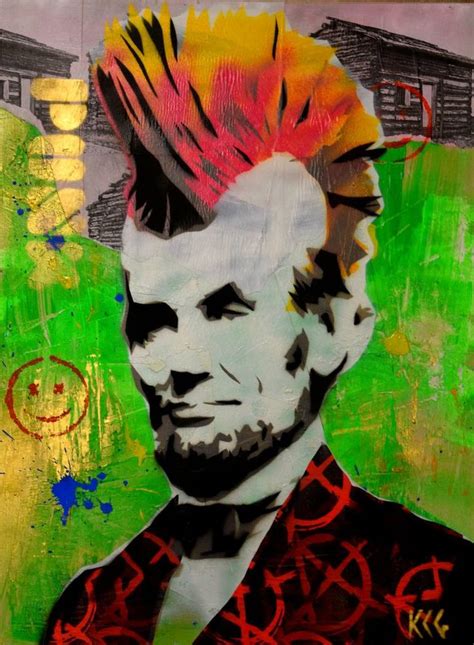 Original Graffiti Painting by Kevin Grummun | Street Art Art on Wood | Punk Lincoln- Log Cabin ...