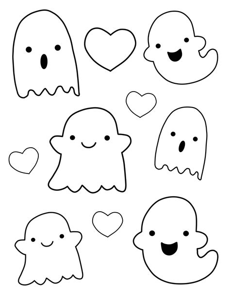 Kawaii Ghost Outlines | Scarabocchi semplici, Doodles carini, Disegni kawaii