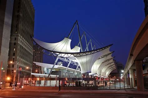 Rosa Parks Transit Center, Detroit, Michigan | Tensile structures, Fabric structure, Membrane ...