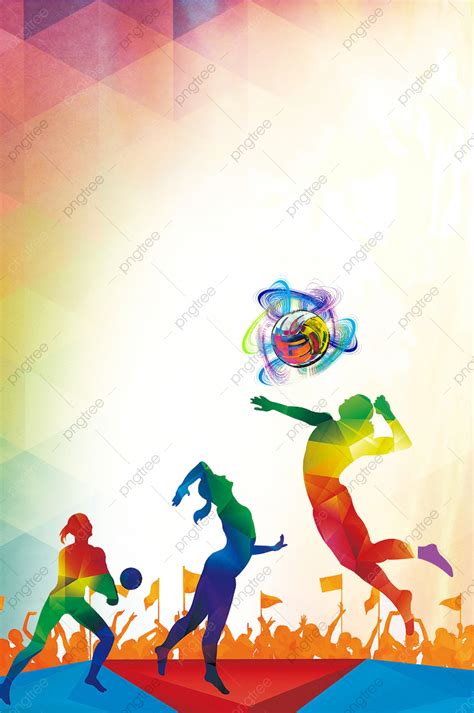 Hand Painted Cool Volleyball Sports Club Poster Background Material ...